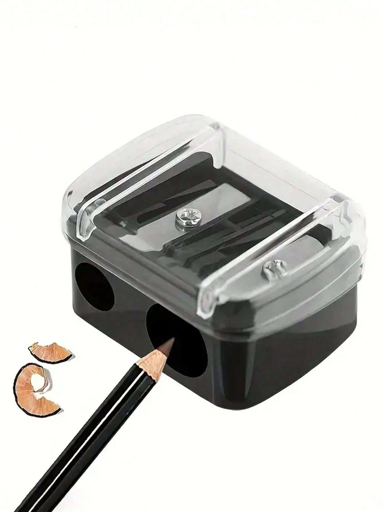 2PCS Double-Headed Eyeliner & Eyebrow Pencil Makeup Tool With Double-Size Sharpener, Mini Portable Multi-Functional Automatic Pencil Sharpener.