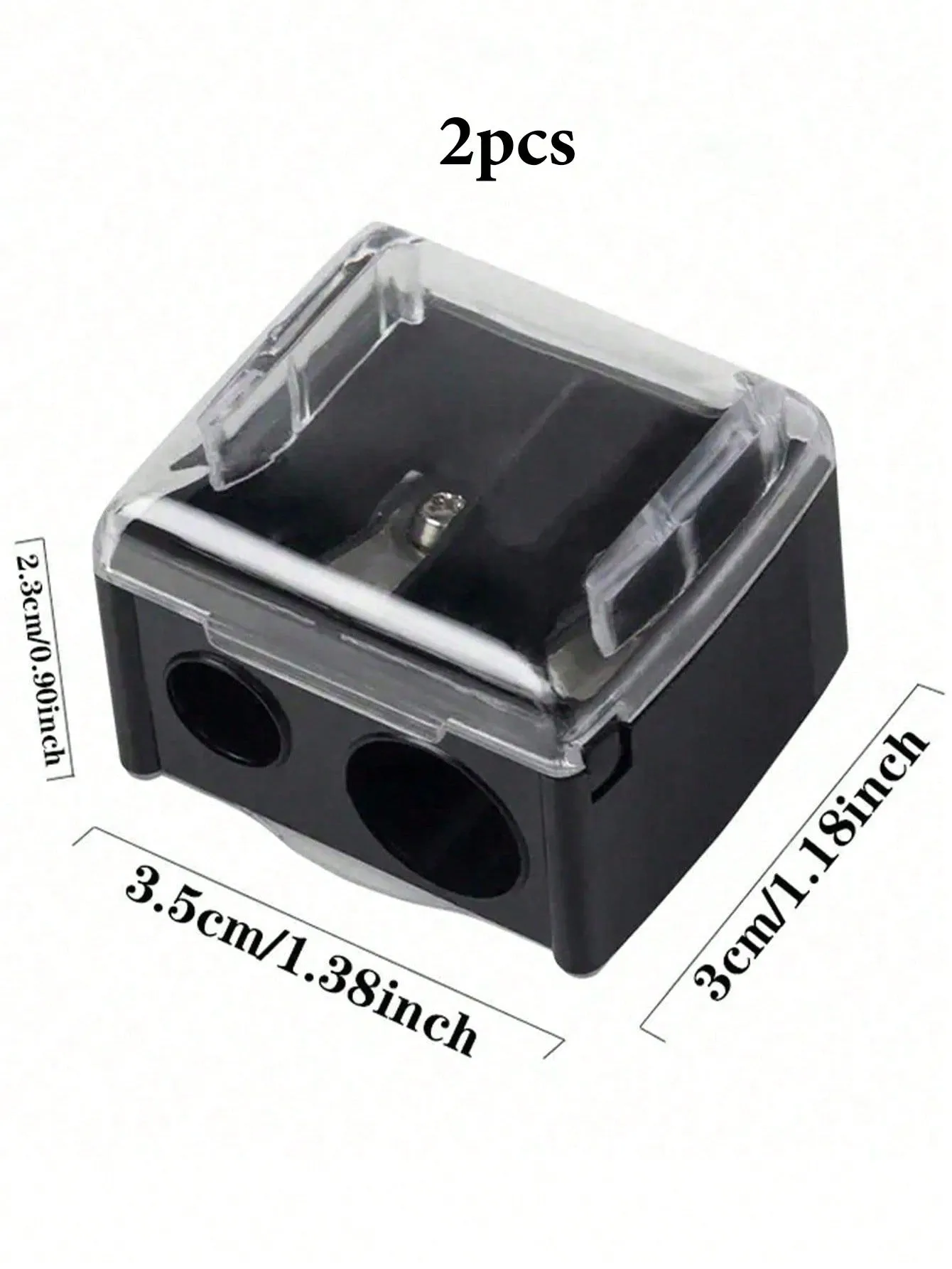 2PCS Double-Headed Eyeliner & Eyebrow Pencil Makeup Tool With Double-Size Sharpener, Mini Portable Multi-Functional Automatic Pencil Sharpener.