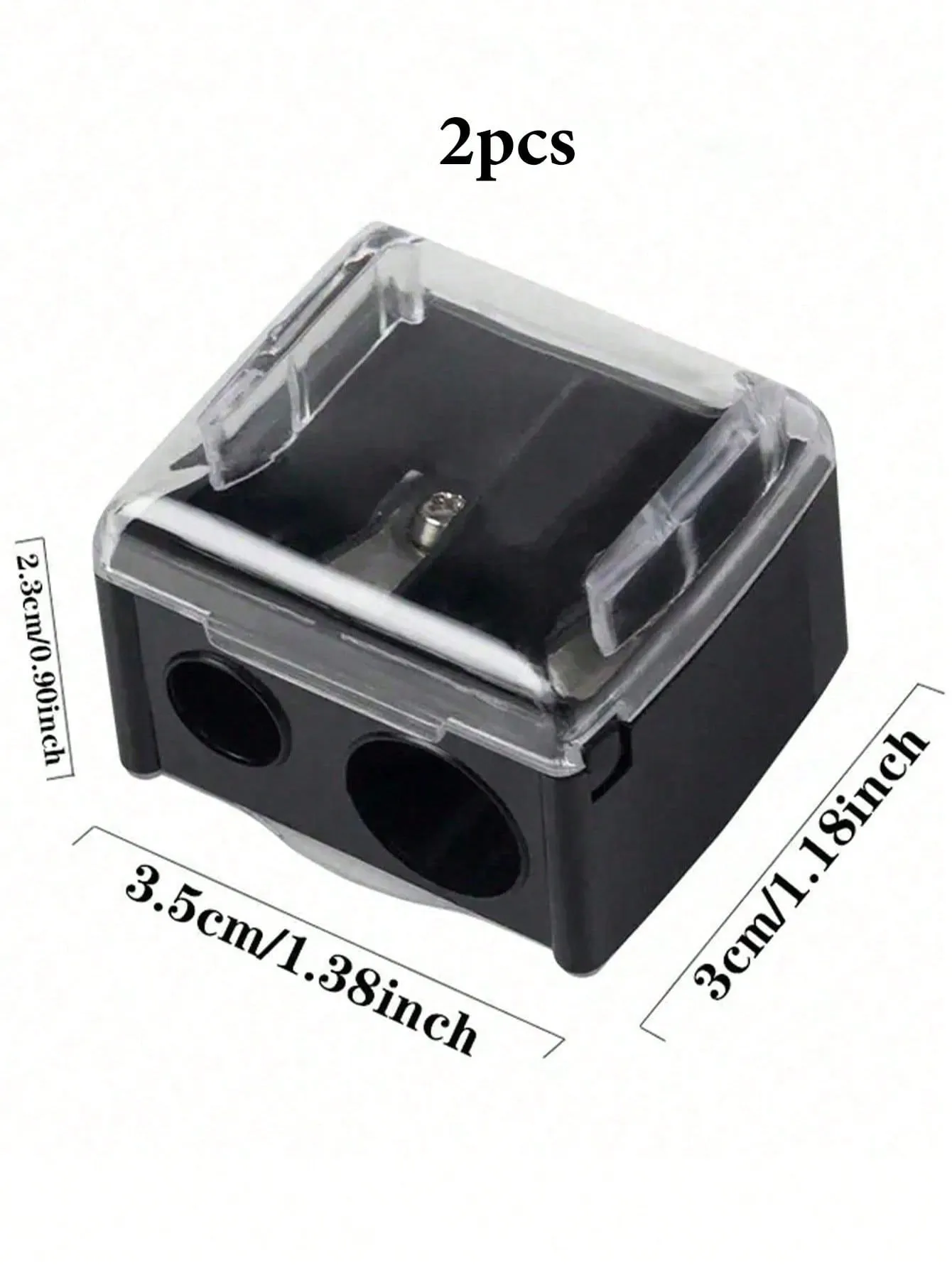 2PCS Double-Headed Eyeliner & Eyebrow Pencil Makeup Tool With Double-Size Sharpener, Mini Portable Multi-Functional Automatic Pencil Sharpener.