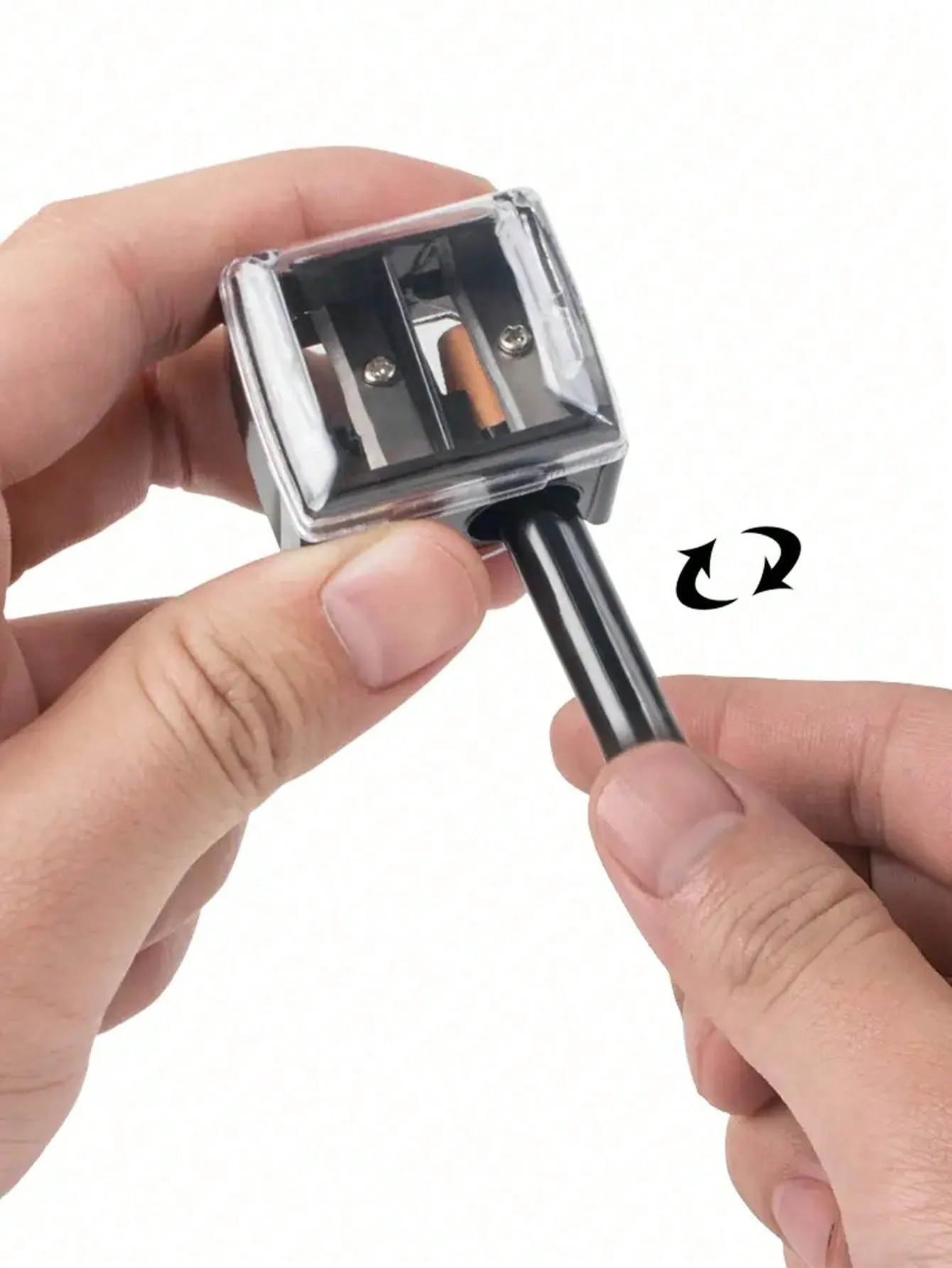 2PCS Double-Headed Eyeliner & Eyebrow Pencil Makeup Tool With Double-Size Sharpener, Mini Portable Multi-Functional Automatic Pencil Sharpener.