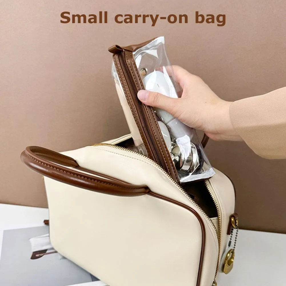 2PCS Leather Waterproof Cosmetic Bag, Detachable 4 in 1 Travel Toiletry Bag for Women, Portable Hanging Organizer for Brushes Set, Makeup Accessories