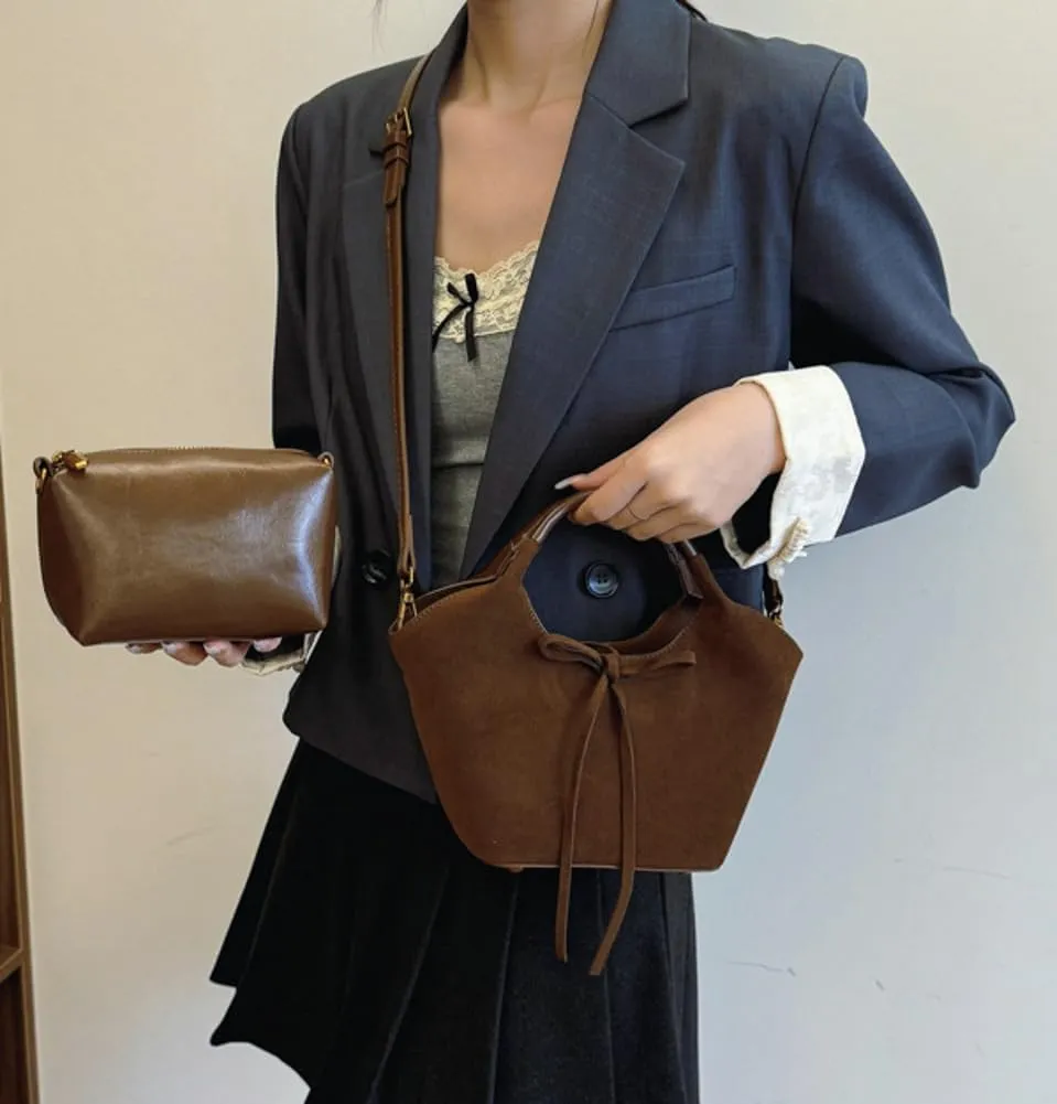 2pcs Suede Tote Shoulder Bags for Women Slouchy Hobo Handbag Vegan Leather Crossbody Purse