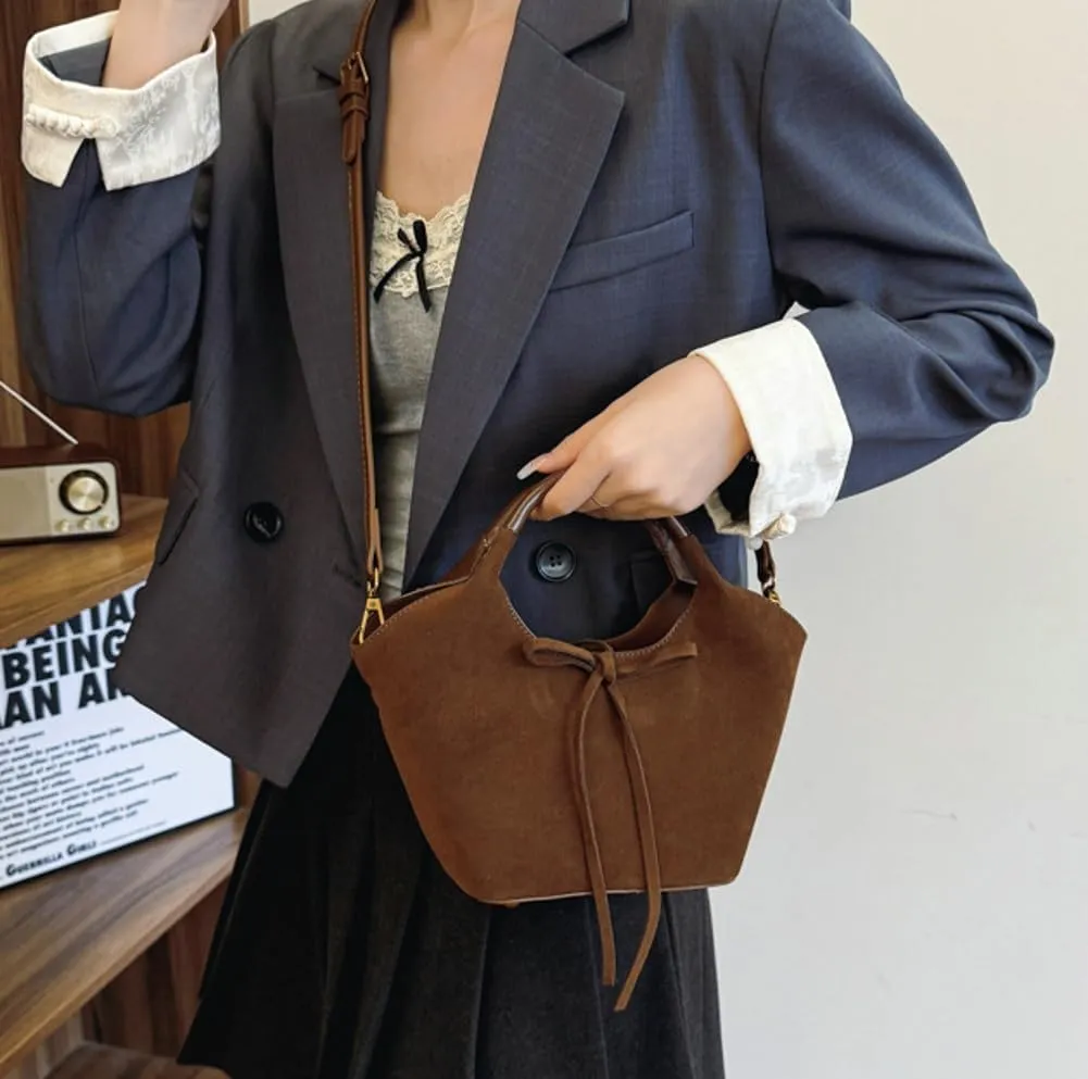 2pcs Suede Tote Shoulder Bags for Women Slouchy Hobo Handbag Vegan Leather Crossbody Purse
