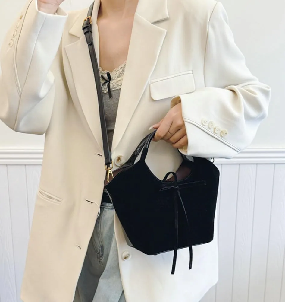 2pcs Suede Tote Shoulder Bags for Women Slouchy Hobo Handbag Vegan Leather Crossbody Purse