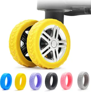 8 Pack Luggage Wheel Covers - Silicone Silent Suitcase Wheel Protectors (Yellow)