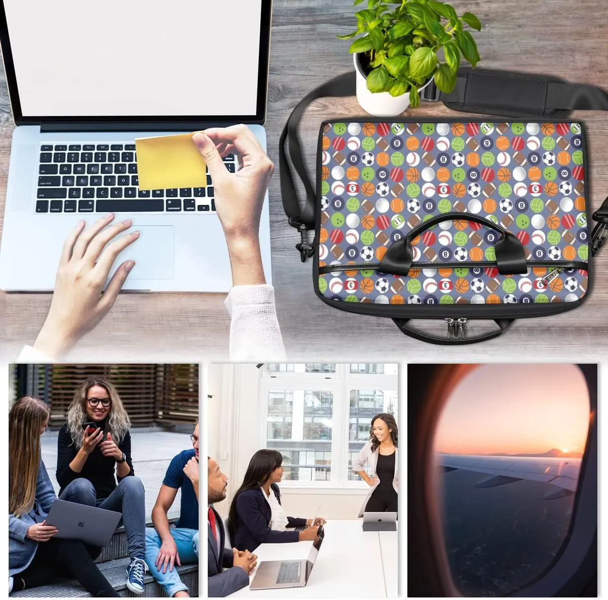 Abstract Art Graffiti Laptop Shoulder Messenger Bag Waterproof Laptop Briefcase with Handle and Padded Strap Case Sleeve