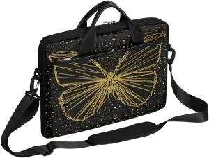 Abstract Golden Butterfly Laptop Shoulder Messenger Bag Waterproof Laptop Briefcase with Handle and Padded Strap Case Sleeve for 13 13.3 14 15.6 Inch Laptop Case