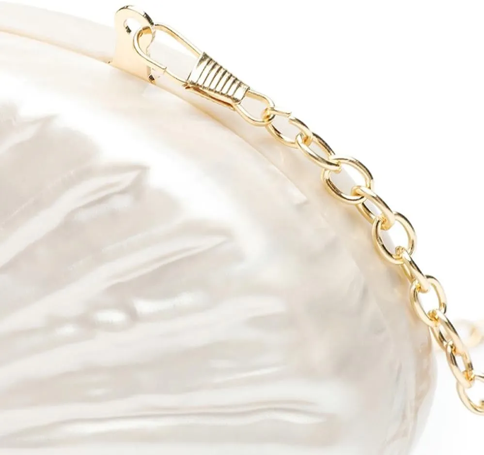 Acrylic Evening Bags for Women Formal Shell Acrylic Purse Marble Evening Clutch Handbags with Chain for Wedding Prom Party