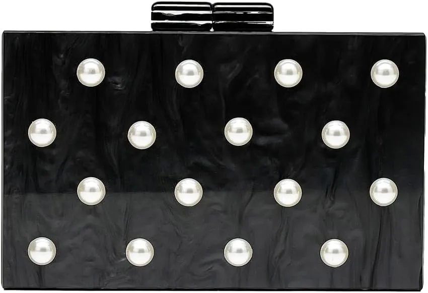 Acrylic Pearl Clutch Purses for Women Elegant Pearl Evening Bag Marble Acrylic Purse Eveing Clutch Handbags for Party Wedding