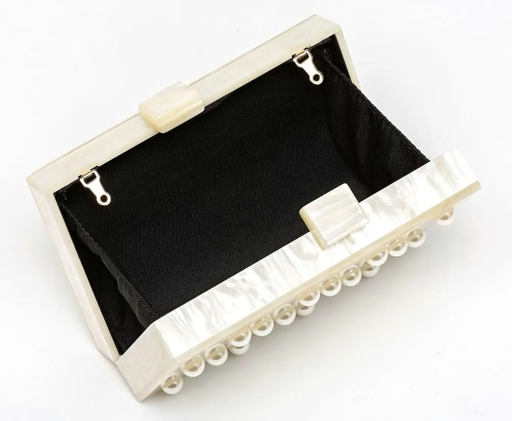 Acrylic Pearl Clutch Purses for Women Elegant Pearl Evening Bag Marble Acrylic Purse Eveing Clutch Handbags for Party Wedding