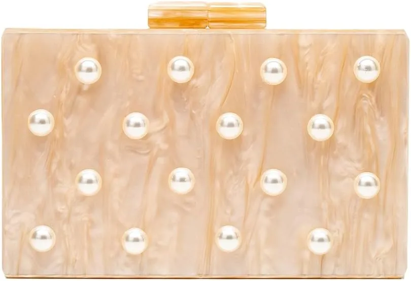 Acrylic Pearl Clutch Purses for Women Elegant Pearl Evening Bag Marble Acrylic Purse Eveing Clutch Handbags for Party Wedding