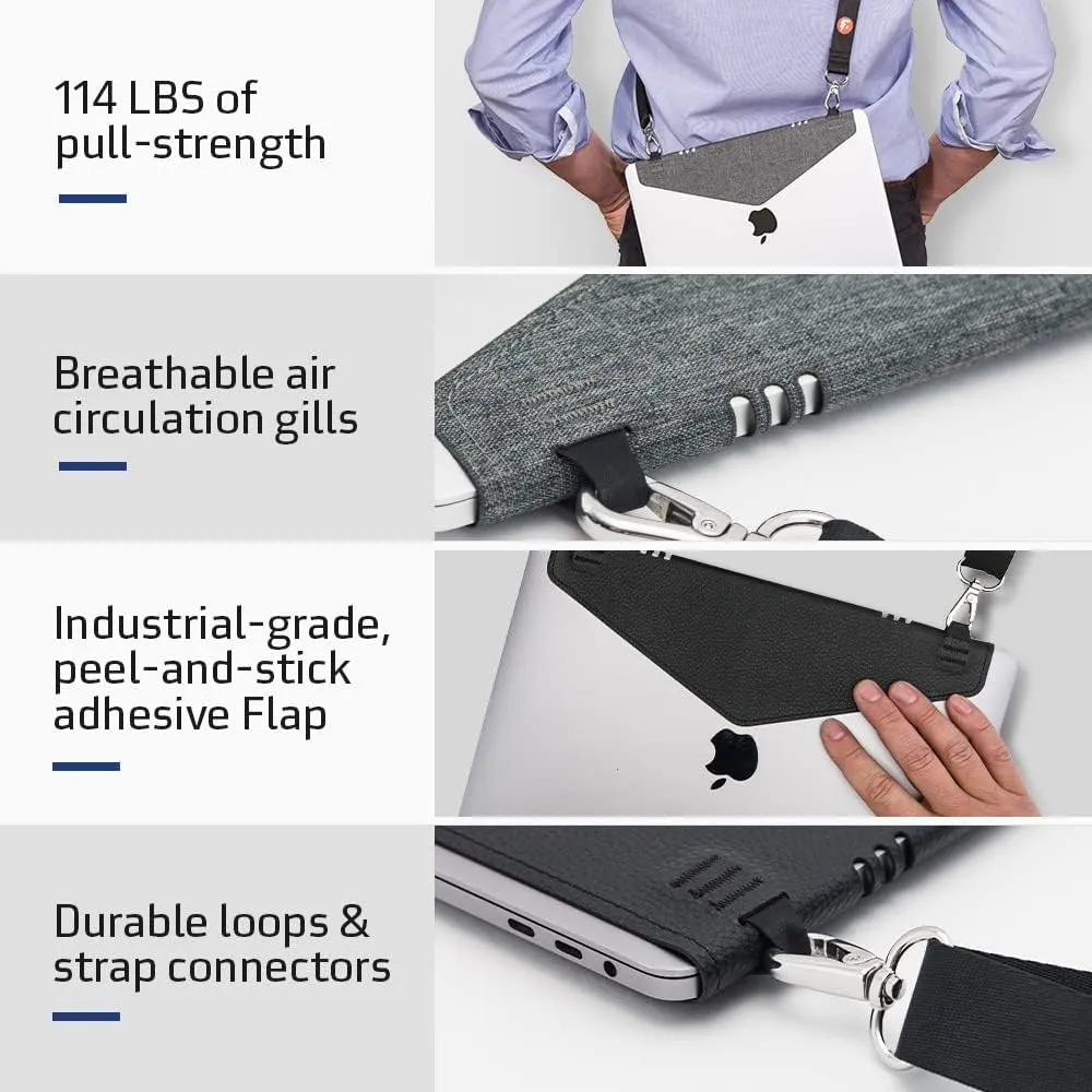 Adhesive Crossbody Laptop Carrier  Bag Sleeve Case Alternative  MEDIUM  Fits Acer, Apple, Google, HP, Microsoft