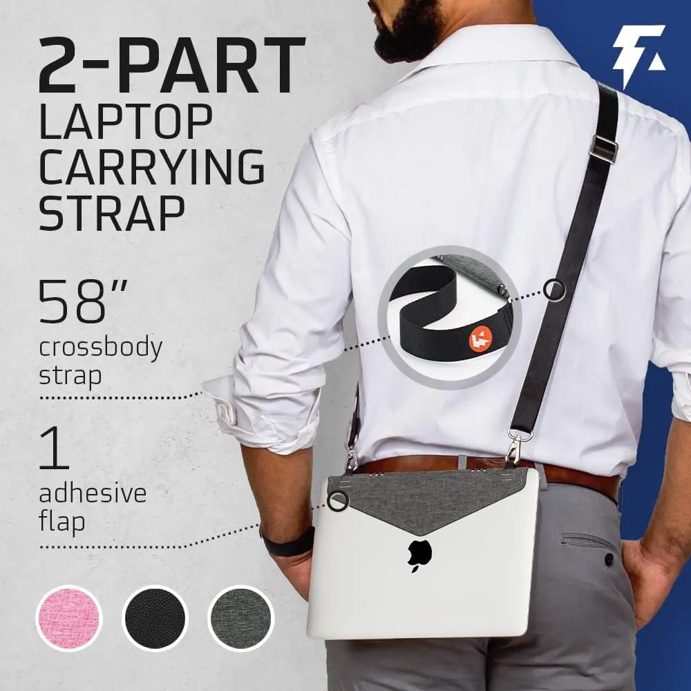 Adhesive Crossbody Laptop Carrier  Bag Sleeve Case Alternative  MEDIUM  Fits Acer, Apple, Google, HP, Microsoft