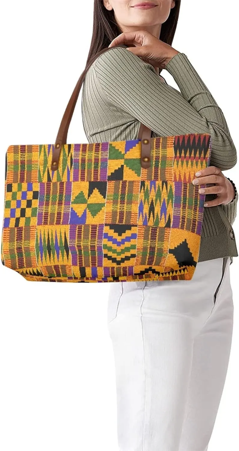 African Tribal Ethnic Print Women Tote Shoulder Bags Casual Handbag