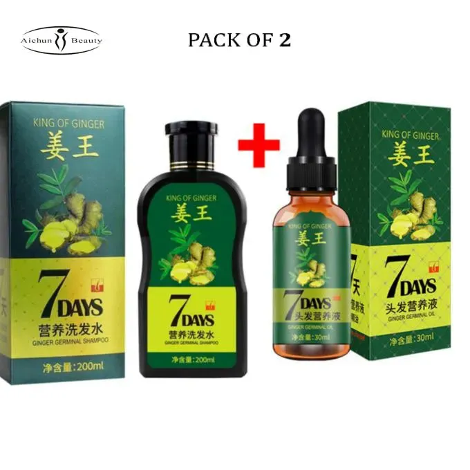 Aichun Beauty  Pack Of 02 Oil   Shampoo - King Of Ginger 7 Days Ginger Germinal Hair