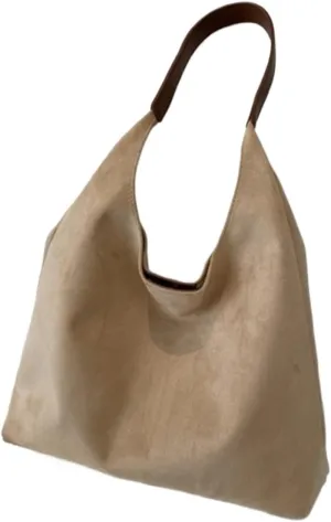 And Winter Vintage Women's Bag Large Capacity Suede Shoulder Bag Solid Color Simple Casual Commuter Bag Retro Handbags