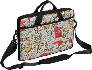 Animal Cat Face Laptop Shoulder Messenger Bag Waterproof Laptop Briefcase Handle Padded Strap