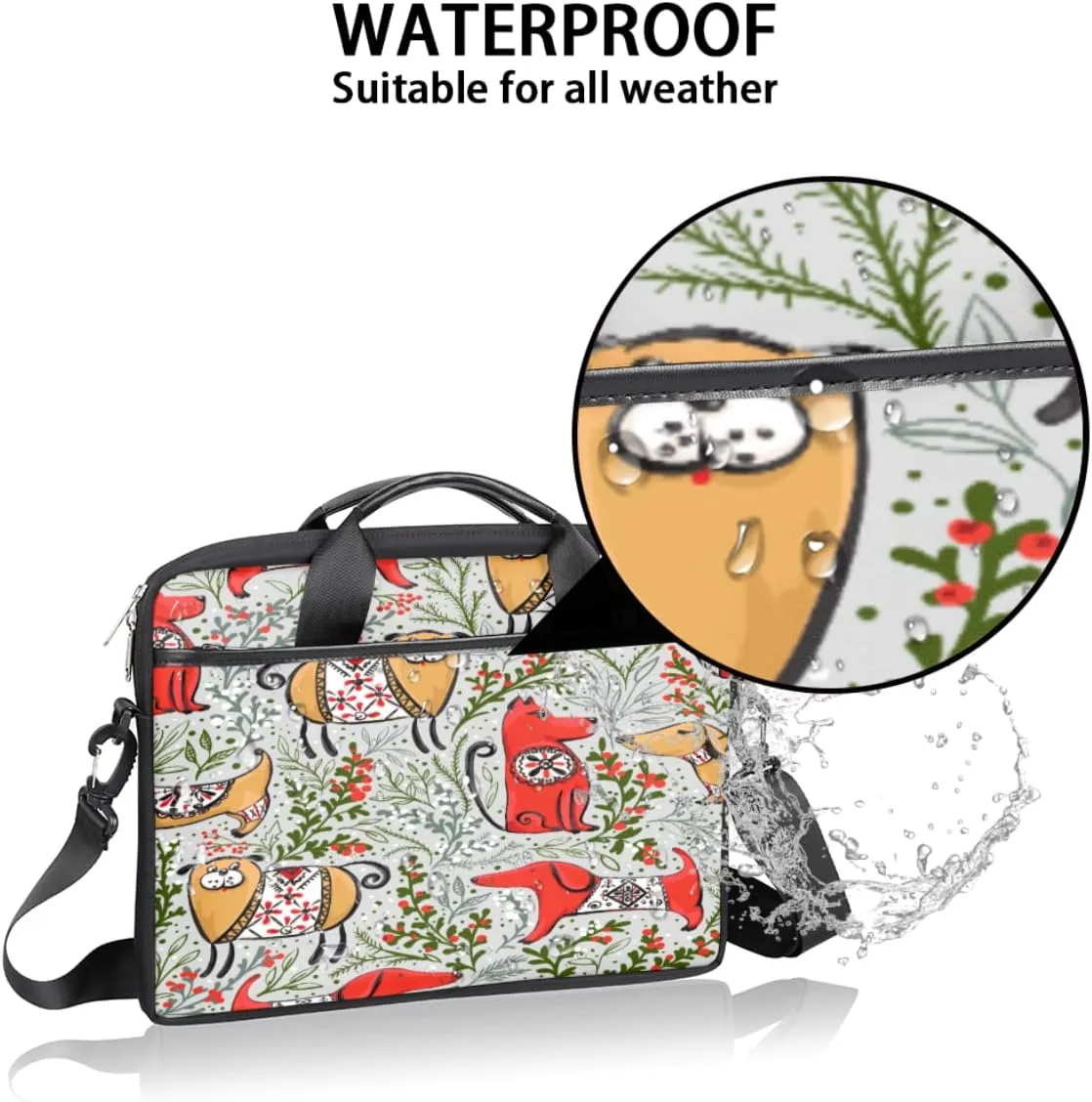 Animal Cat Face Laptop Shoulder Messenger Bag Waterproof Laptop Briefcase Handle Padded Strap