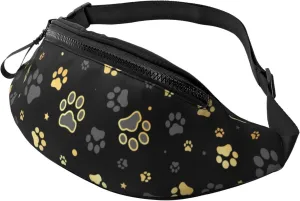 Animal Dog Paw Print Fanny Packs With Adjustable Strap Fashion Belt Bag Waist Packs For Sports Workout Running Hiking