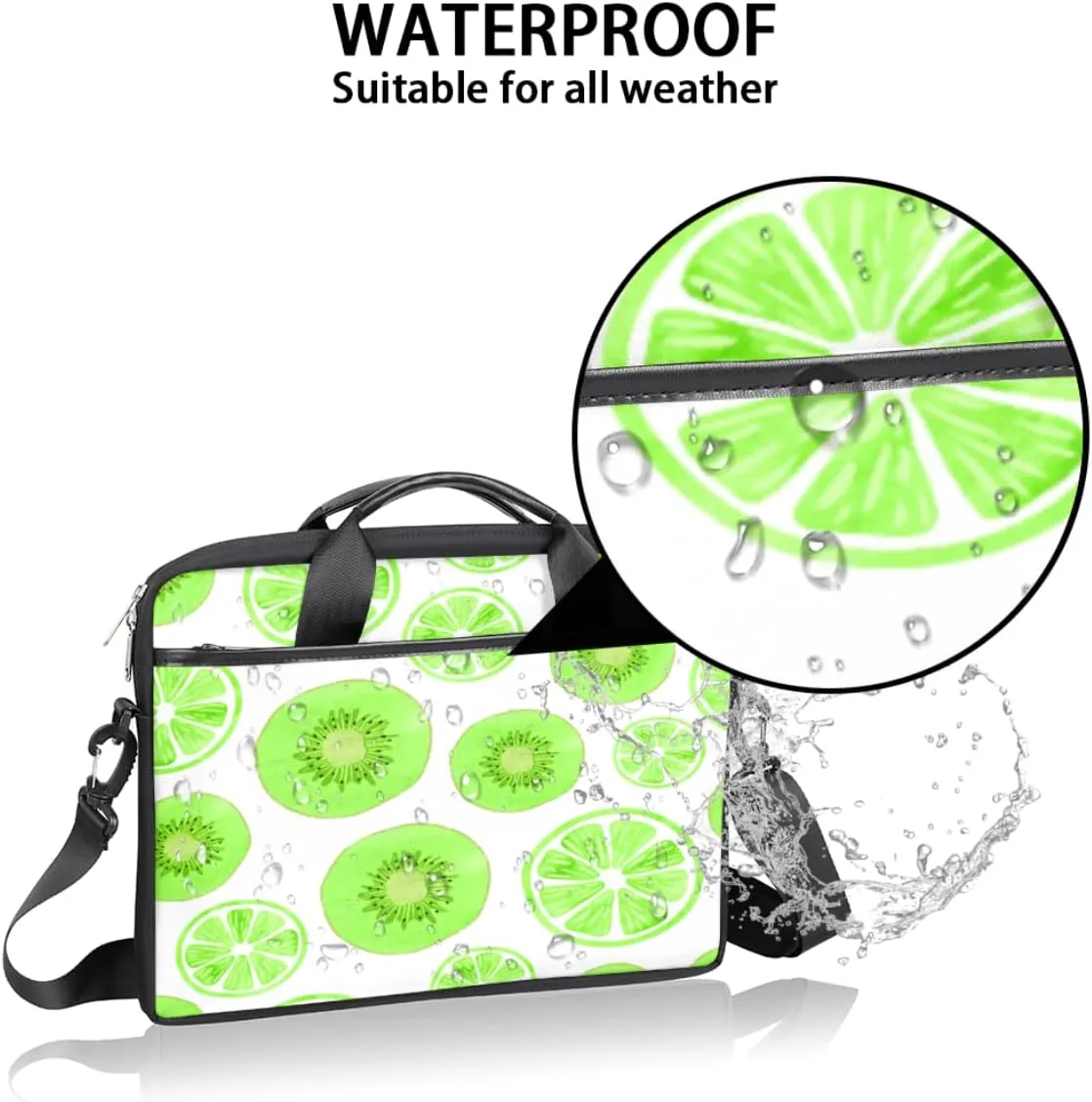 Autumn Fall Leaves Laptop Shoulder Messenger Bag Waterproof Laptop Briefcase Handle Padded Strap