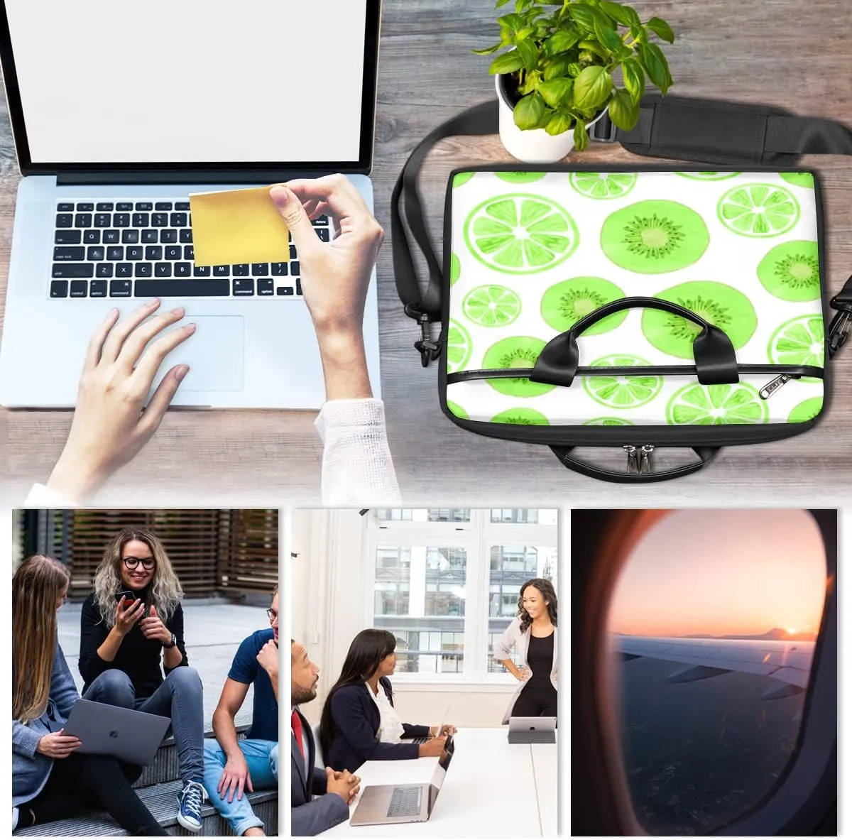 Autumn Fall Leaves Laptop Shoulder Messenger Bag Waterproof Laptop Briefcase Handle Padded Strap