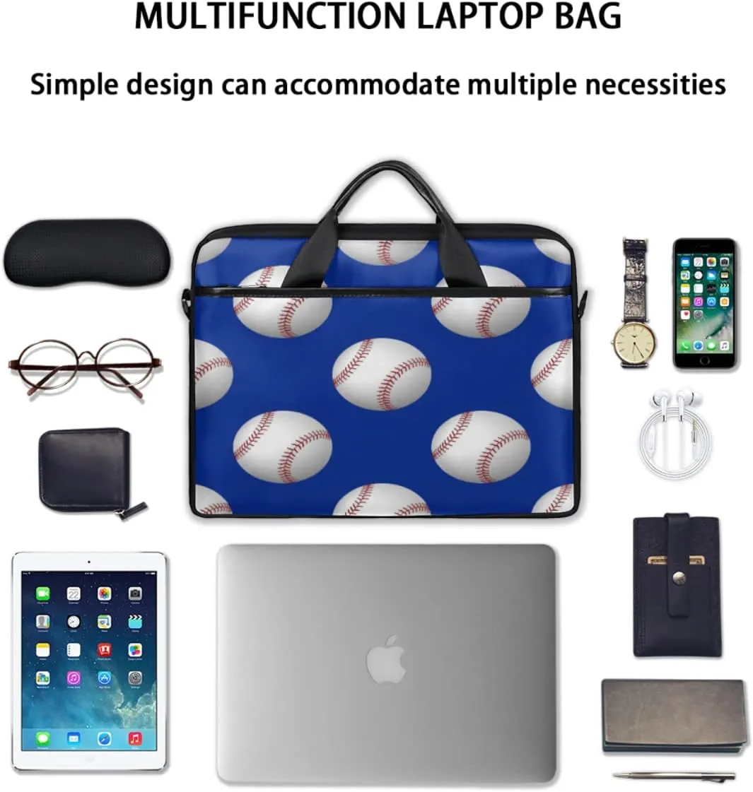 Baseball Ball Print Laptop Shoulder Messenger Bag Waterproof Laptop Briefcase with Handle and Padded Strap Case Sleeve