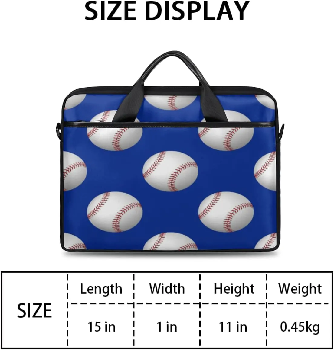 Baseball Ball Print Laptop Shoulder Messenger Bag Waterproof Laptop Briefcase with Handle and Padded Strap Case Sleeve