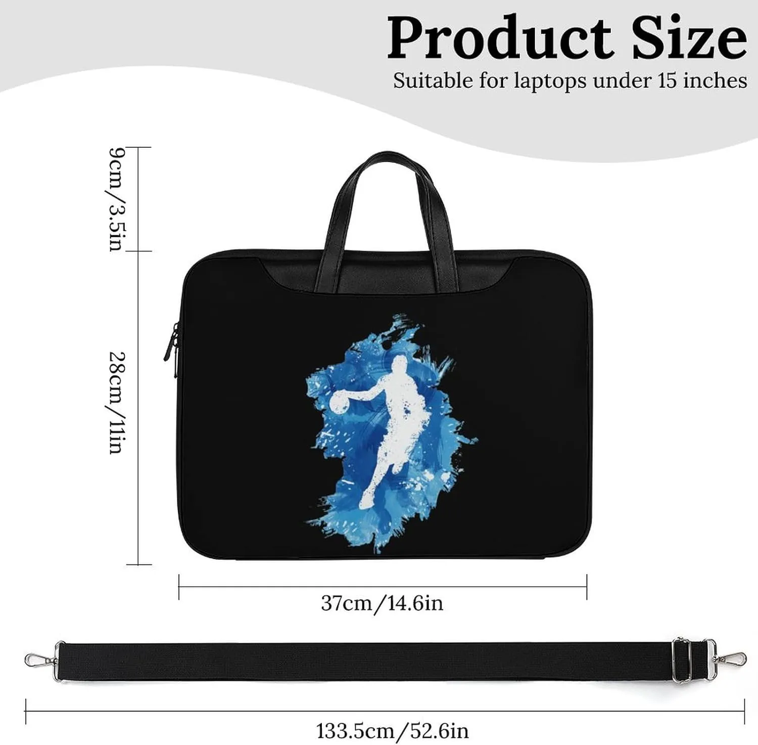 Basketball Player Art Leather Bag Laptop Case Slim Water Resistant Computer Bags with Handle Briefcase for Work