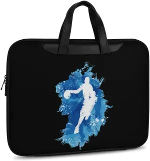 Basketball Player Art Leather Bag Laptop Case Slim Water Resistant Computer Bags with Handle Briefcase for Work