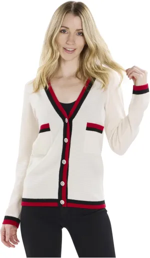 BEYOND FASHION Women Cardigan Sweater V neck Button Front - 100% Pure Cashmere