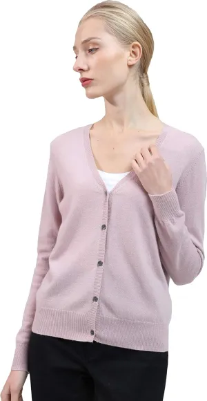 BEYOND FASHION Women Cardigan Sweater V neck Button Front - 100% Pure Cashmere