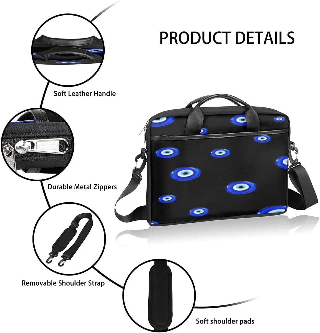 Black White Lines Laptop Shoulder Messenger Bag Waterproof Laptop Briefcase with Handle and Padded Strap Case Sleeve