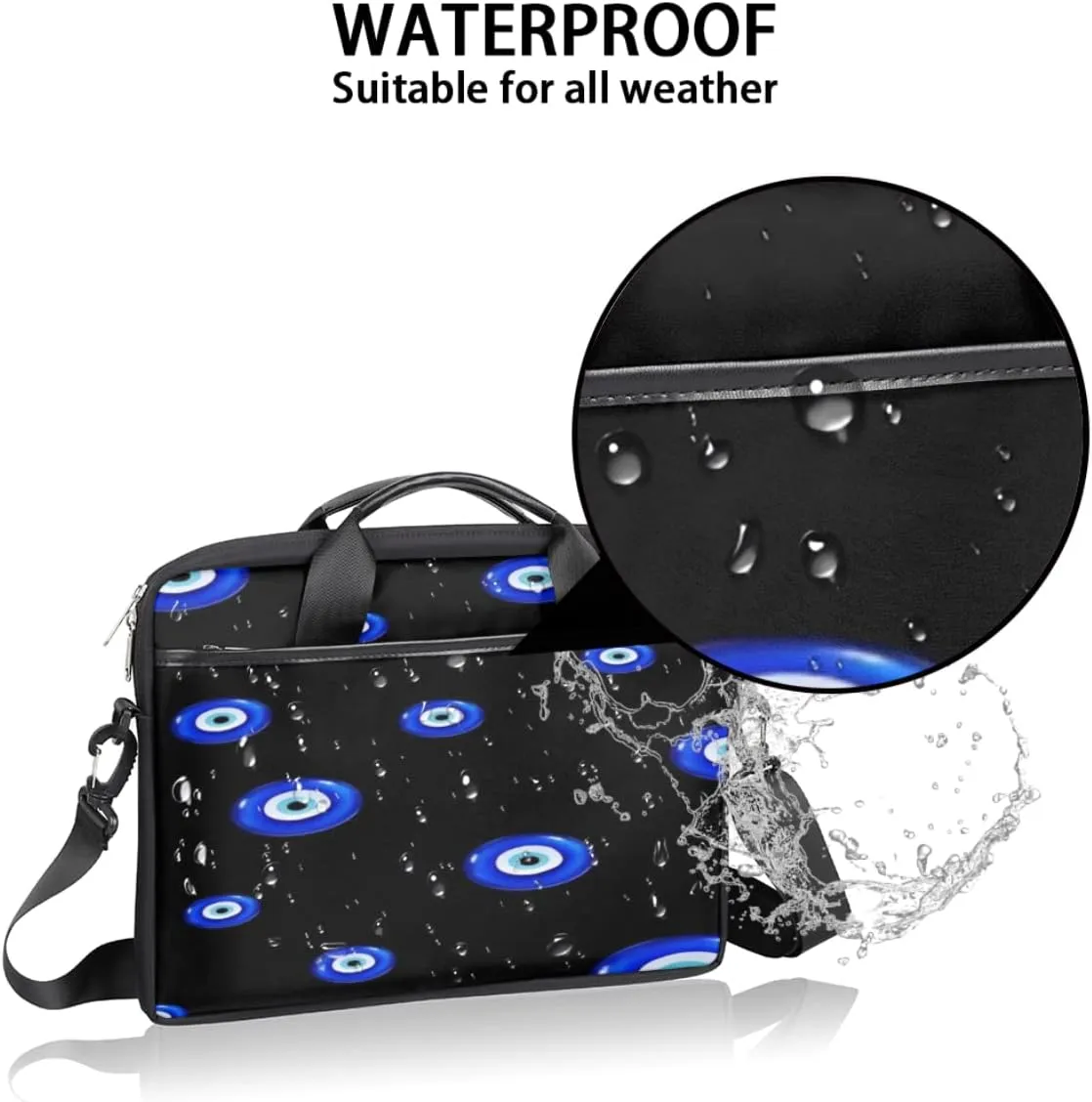 Black White Lines Laptop Shoulder Messenger Bag Waterproof Laptop Briefcase with Handle and Padded Strap Case Sleeve