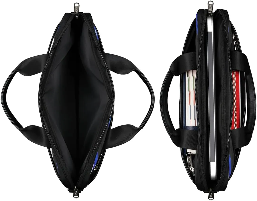 Black White Lines Laptop Shoulder Messenger Bag Waterproof Laptop Briefcase with Handle and Padded Strap Case Sleeve