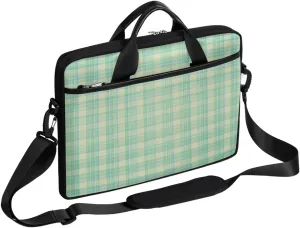 Blue Buffalo Plaid Laptop Shoulder Messenger Bag Waterproof Laptop Briefcase Handle Padded Strap