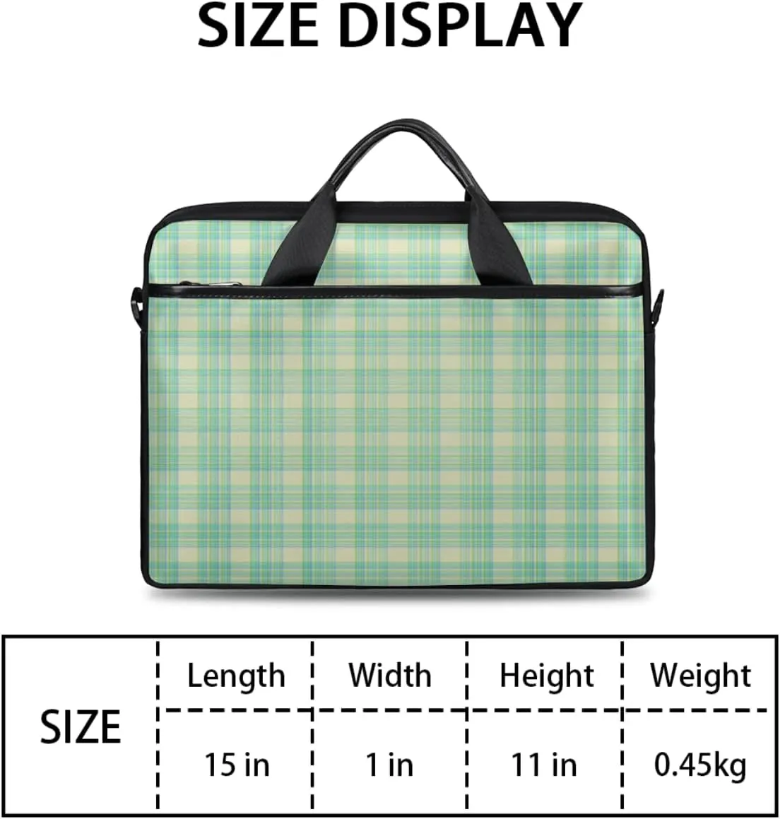 Blue Buffalo Plaid Laptop Shoulder Messenger Bag Waterproof Laptop Briefcase Handle Padded Strap