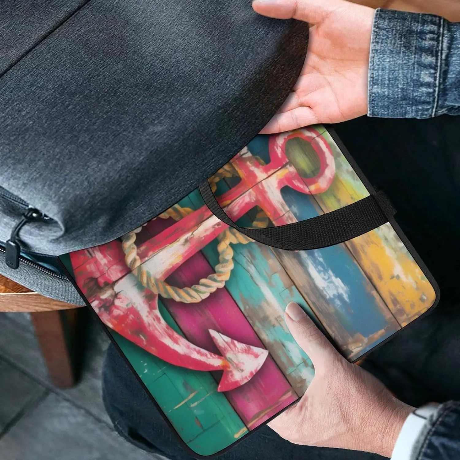 Boat Anchor Vintage Wood Grain Laptop Bag Carrying Case Computer Protective Sleeve Case Briefcase for Men Women