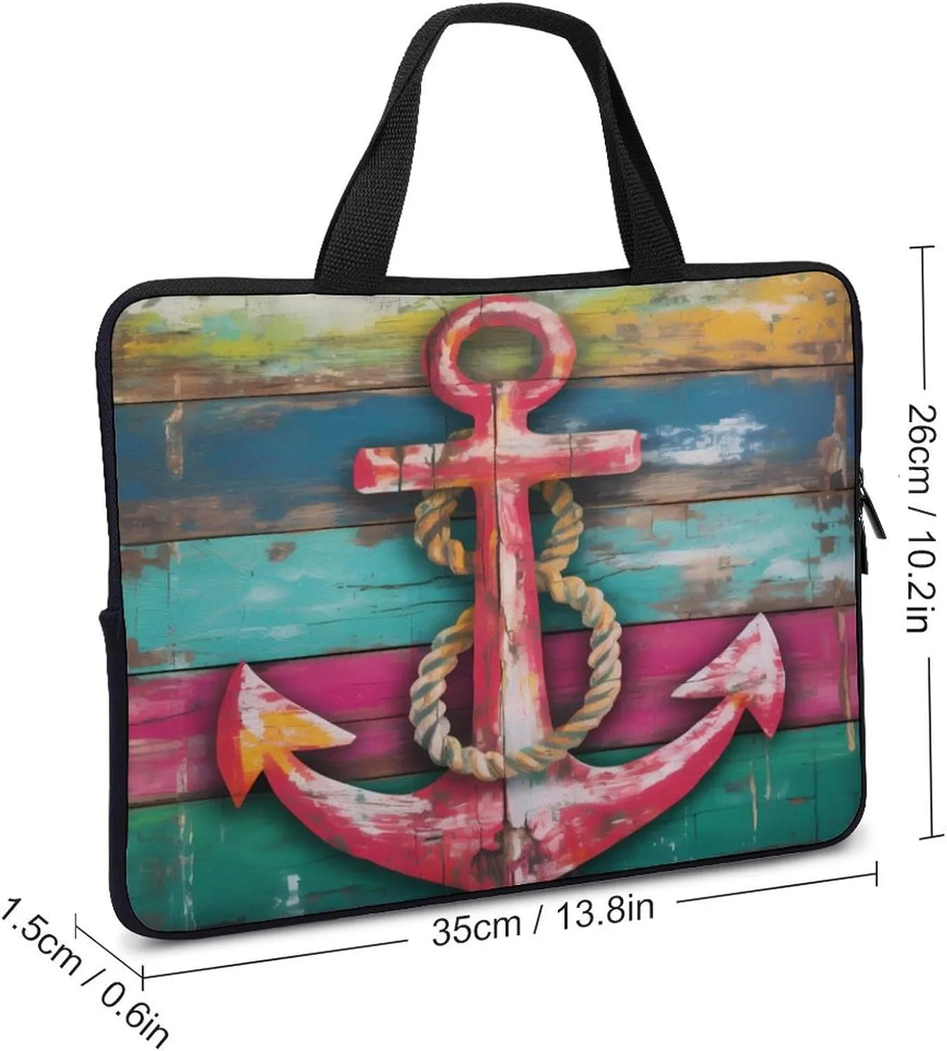 Boat Anchor Vintage Wood Grain Laptop Bag Carrying Case Computer Protective Sleeve Case Briefcase for Men Women