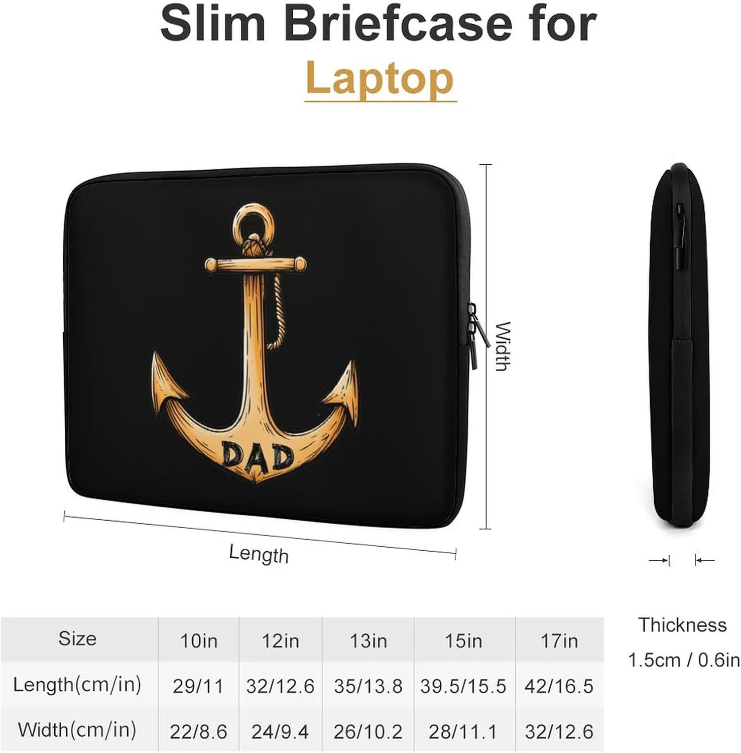 Boat Anchores DAD Laptop Case Sleeve Bag 10inch Durable Shockproof Protective Computer Carrying Cover Briefcase