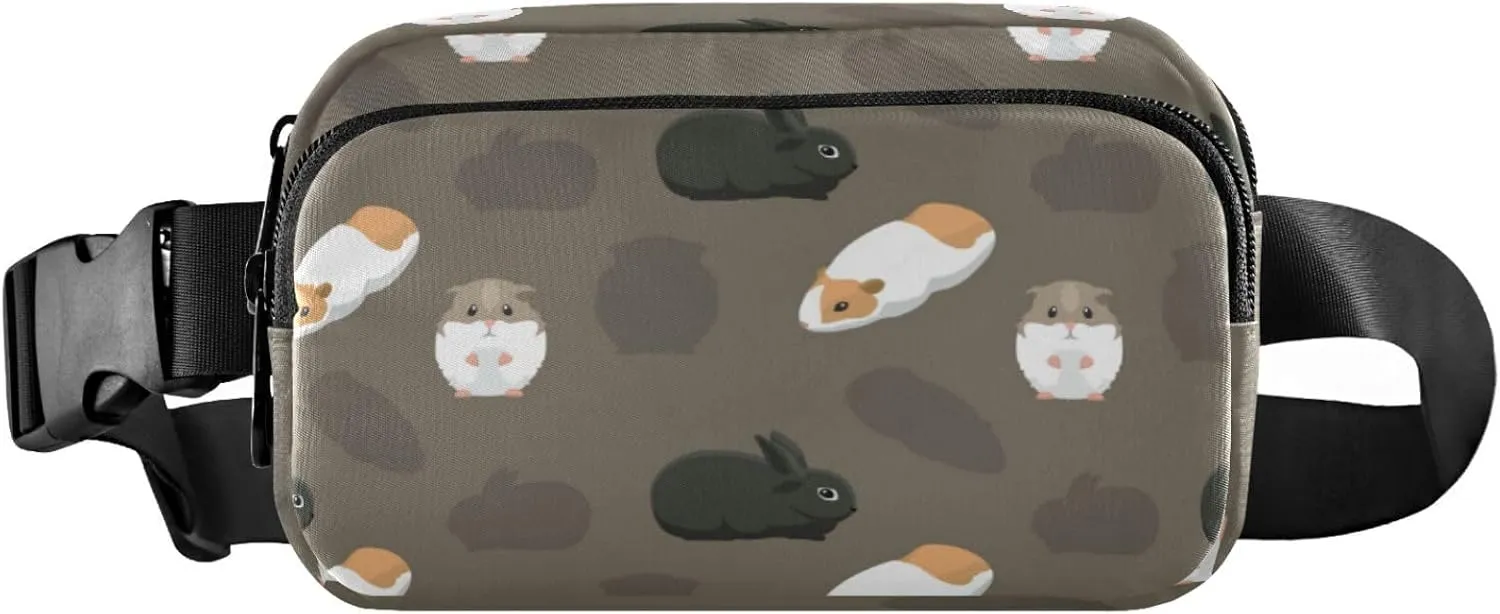 Boccsty Black Brown Guinea Pigs Belt Bag for Women Men Fanny Pack Small Waist Pouch Crossbody Bags for Outdoor Hiking Running Travel