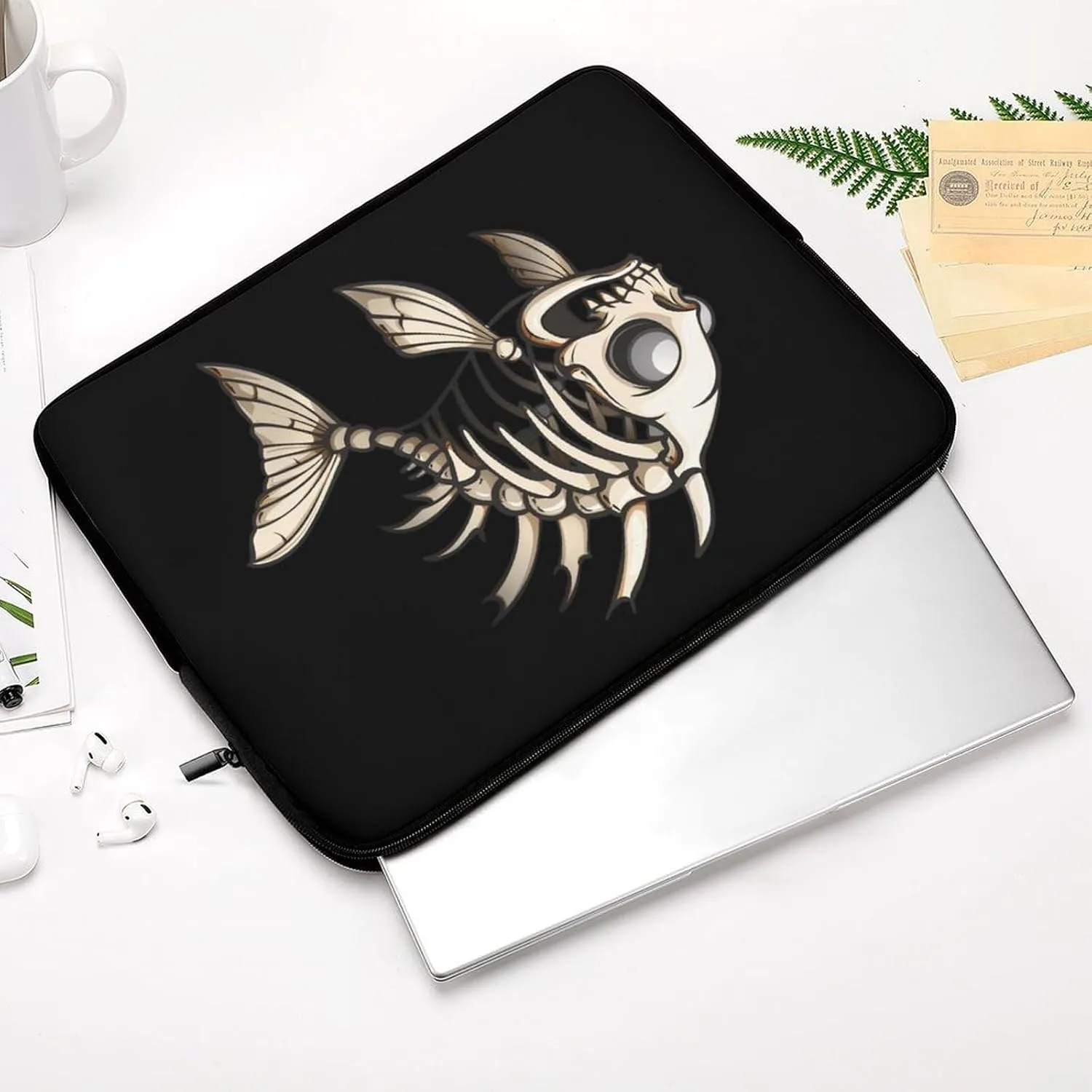 Bone Fish Skeleton Laptop Sleeve Bag Notebook Computer Pocket Case Tablet Briefcase Laptop Carrying Case 12inch