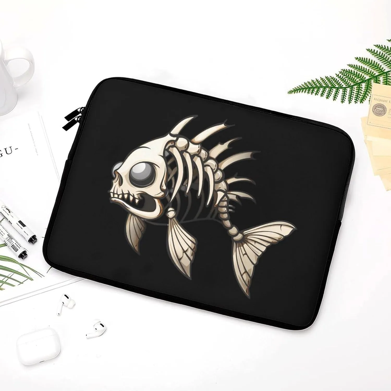 Bone Fish Skeleton Laptop Sleeve Bag Notebook Computer Pocket Case Tablet Briefcase Laptop Carrying Case 12inch