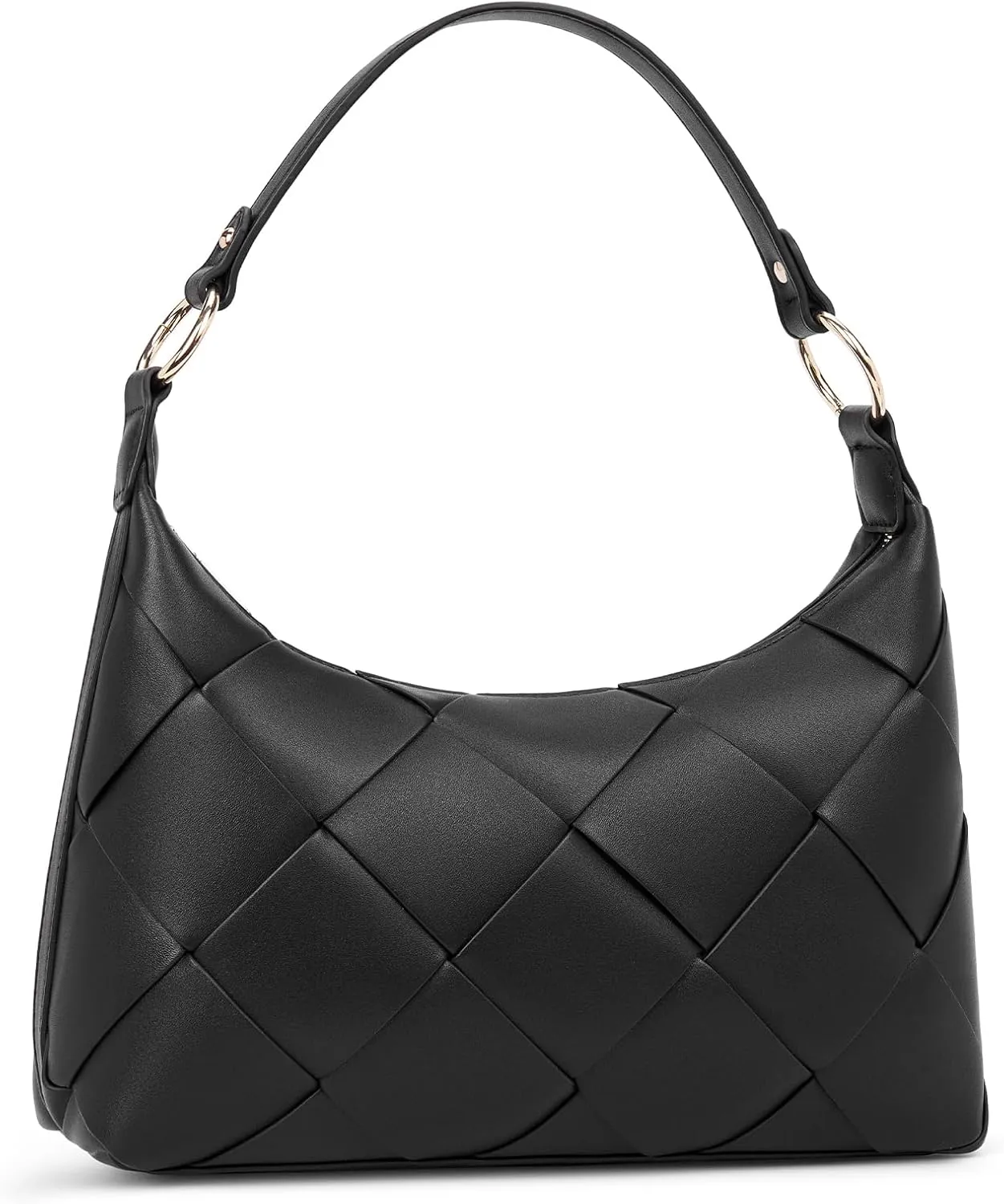 BOSTANTEN Woven Purses for Women Vegan Leather Hobo Bag Shoulder Handbags Black