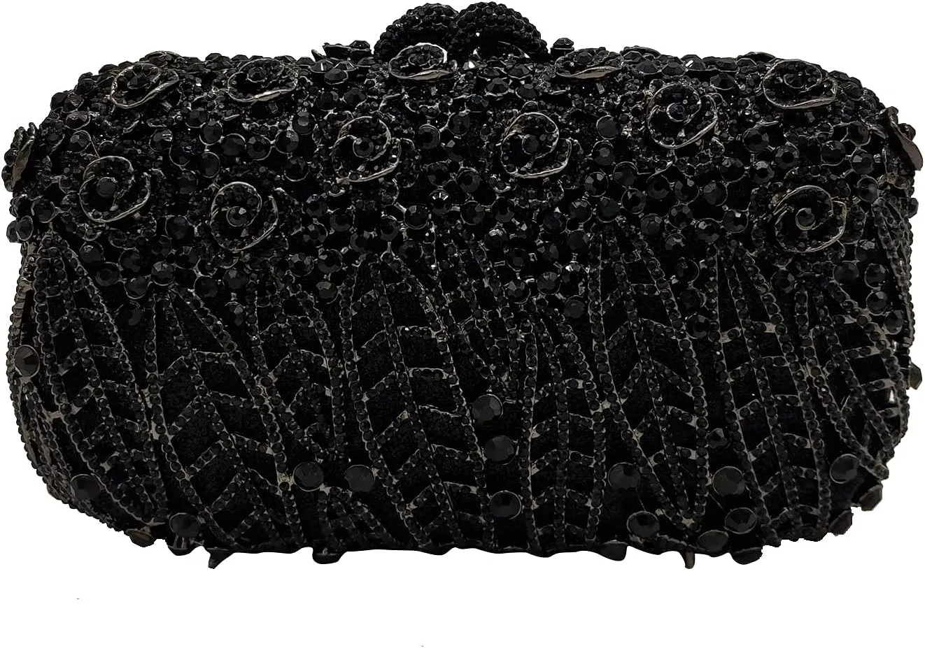 Boutique De FGG Flower Clutch Purse for Women Crystal Clutch Evening Bags Formal Party Rhinestone Purses and Handbags,Mini
