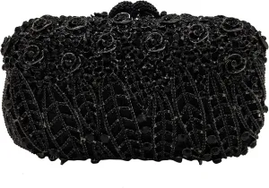 Boutique De FGG Flower Clutch Purse for Women Crystal Clutch Evening Bags Formal Party Rhinestone Purses and Handbags,Mini