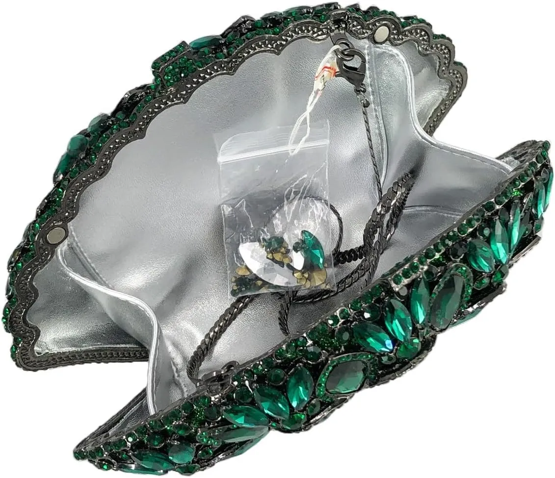 Boutique De FGG Women Peacock Clutch Purses for Women Formal Crystal Evening Bags Bridal Wedding Rhinestone Clutch Bag,Mini