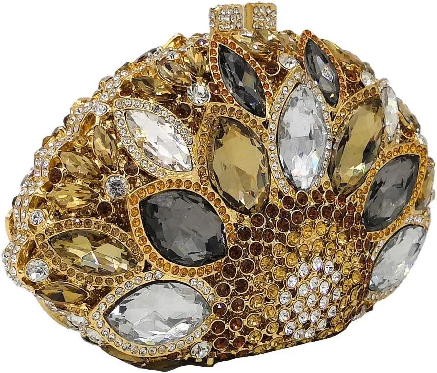 Boutique De FGG Women Peacock Clutch Purses for Women Formal Crystal Evening Bags Bridal Wedding Rhinestone Clutch Bag,Mini
