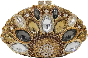Boutique De FGG Women Peacock Clutch Purses for Women Formal Crystal Evening Bags Bridal Wedding Rhinestone Clutch Bag,Mini