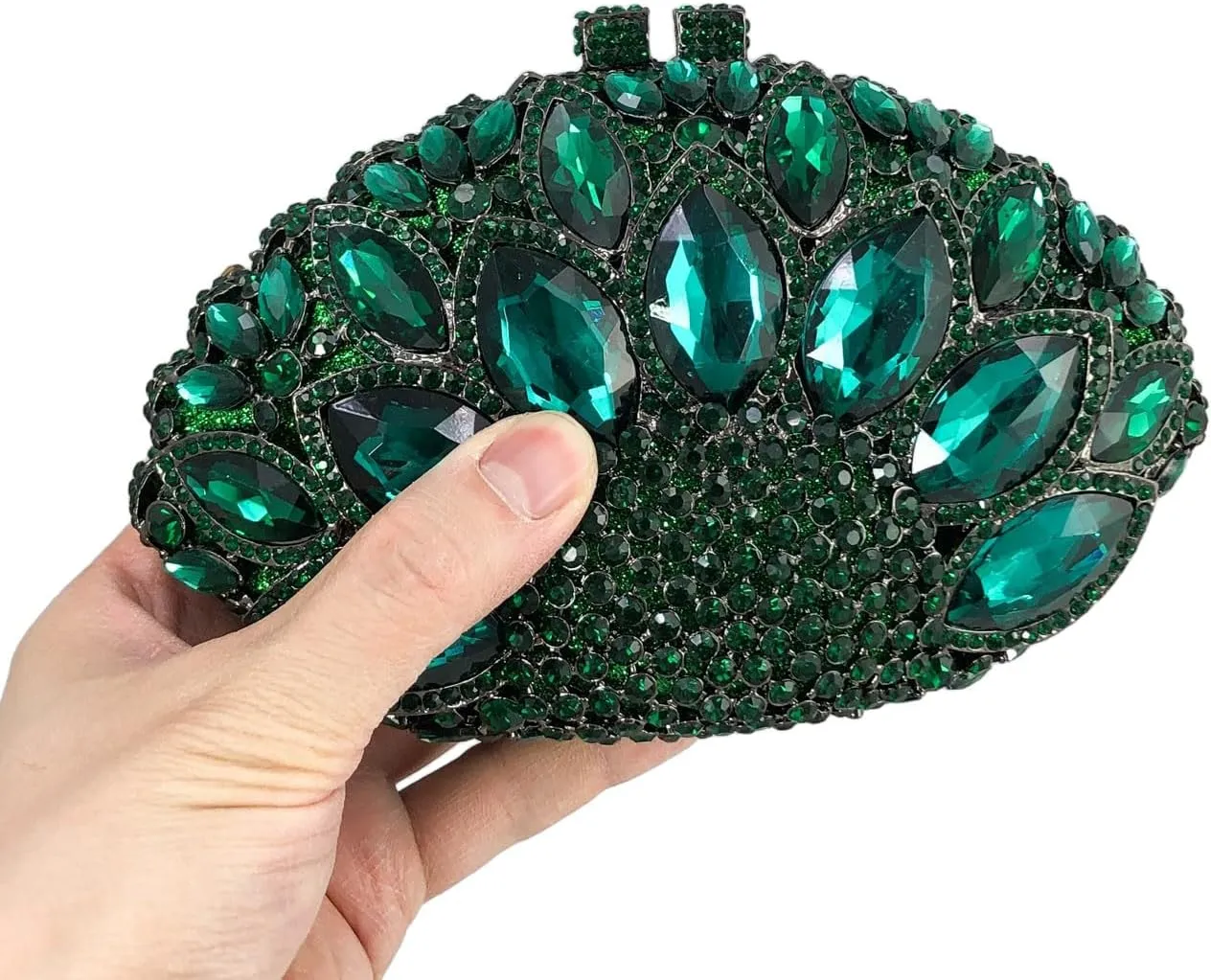 Boutique De FGG Women Peacock Clutch Purses for Women Formal Crystal Evening Bags Bridal Wedding Rhinestone Clutch Bag,Mini