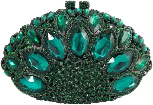 Boutique De FGG Women Peacock Clutch Purses for Women Formal Crystal Evening Bags Bridal Wedding Rhinestone Clutch Bag,Mini